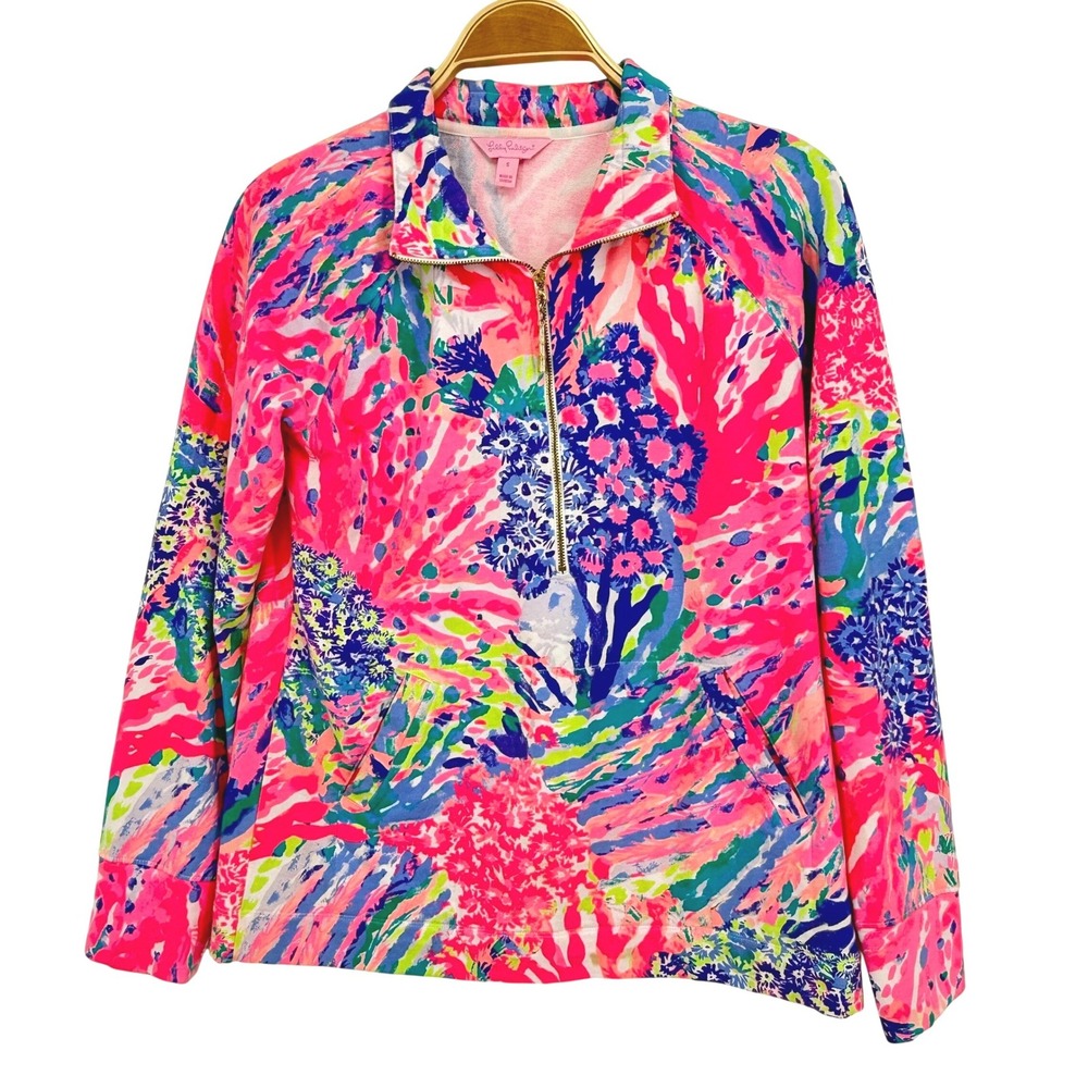 Lilly‎ Pulitzer Skipper Popover Womens Small Pink Blue Multi Excellent 20600